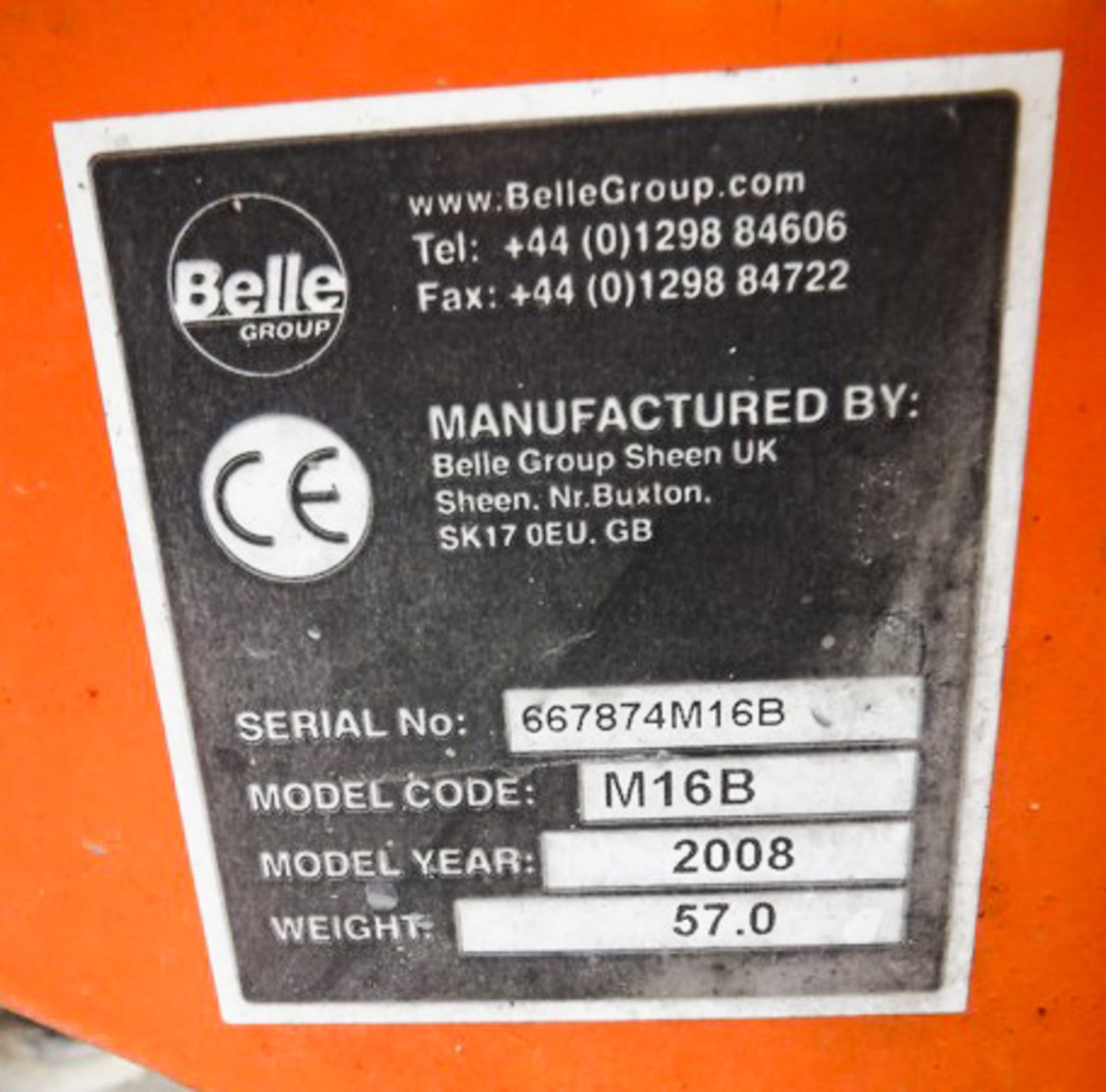 2008 BELLE M16B ELECTRIC MIXER WITH STAND, S/N 667874M16B - Image 3 of 3