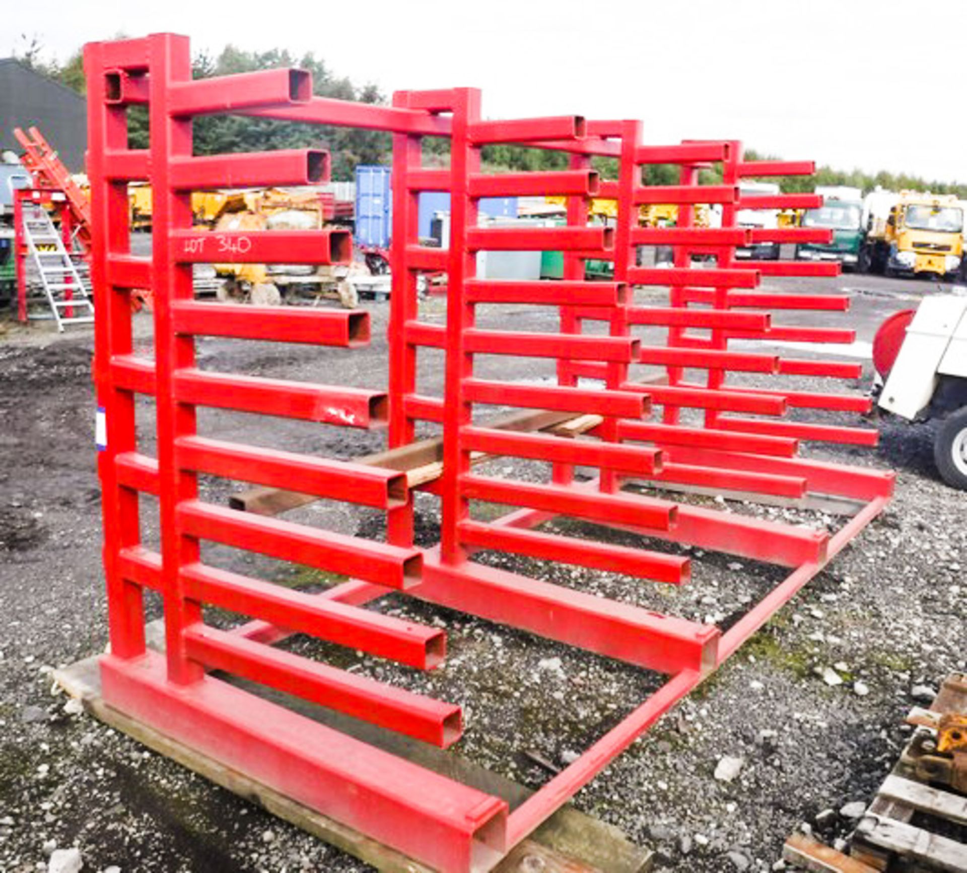 LARGE RED PIPE/BAR STOCK STORAGE RACK