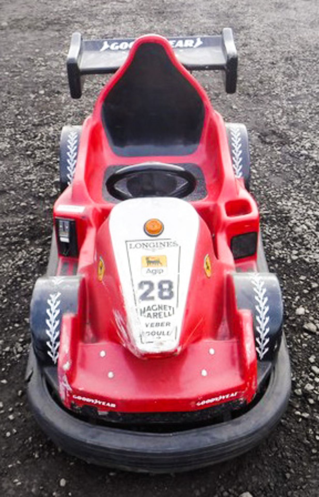 CHILDRENS RED F1 BUMPER CAR, NO 28, 12V