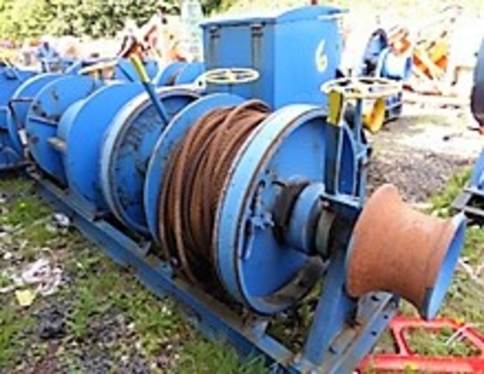 TRIPLE DRUM WINCH, 2 CYLINDER, LISTER ENGINE, ENGINE CONDITION UNKNOWN ** VIEWED & SOLD FROM BRIGGS