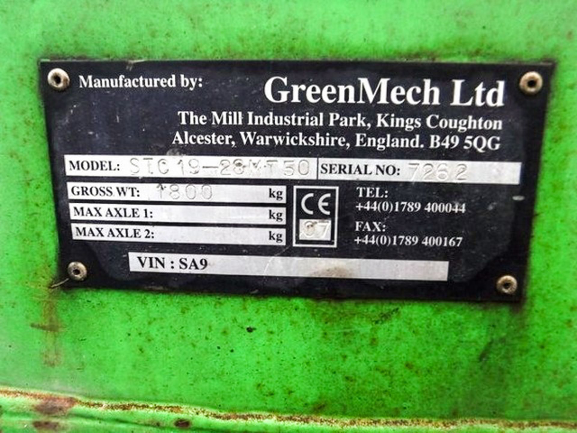 2007 GREEN MECH 7.5" CHIPPER, S/N STC1928MT50, DRY STONED LAST 4 YEARS, STARTS BUT NEEDS NEW BATTERY - Image 6 of 6