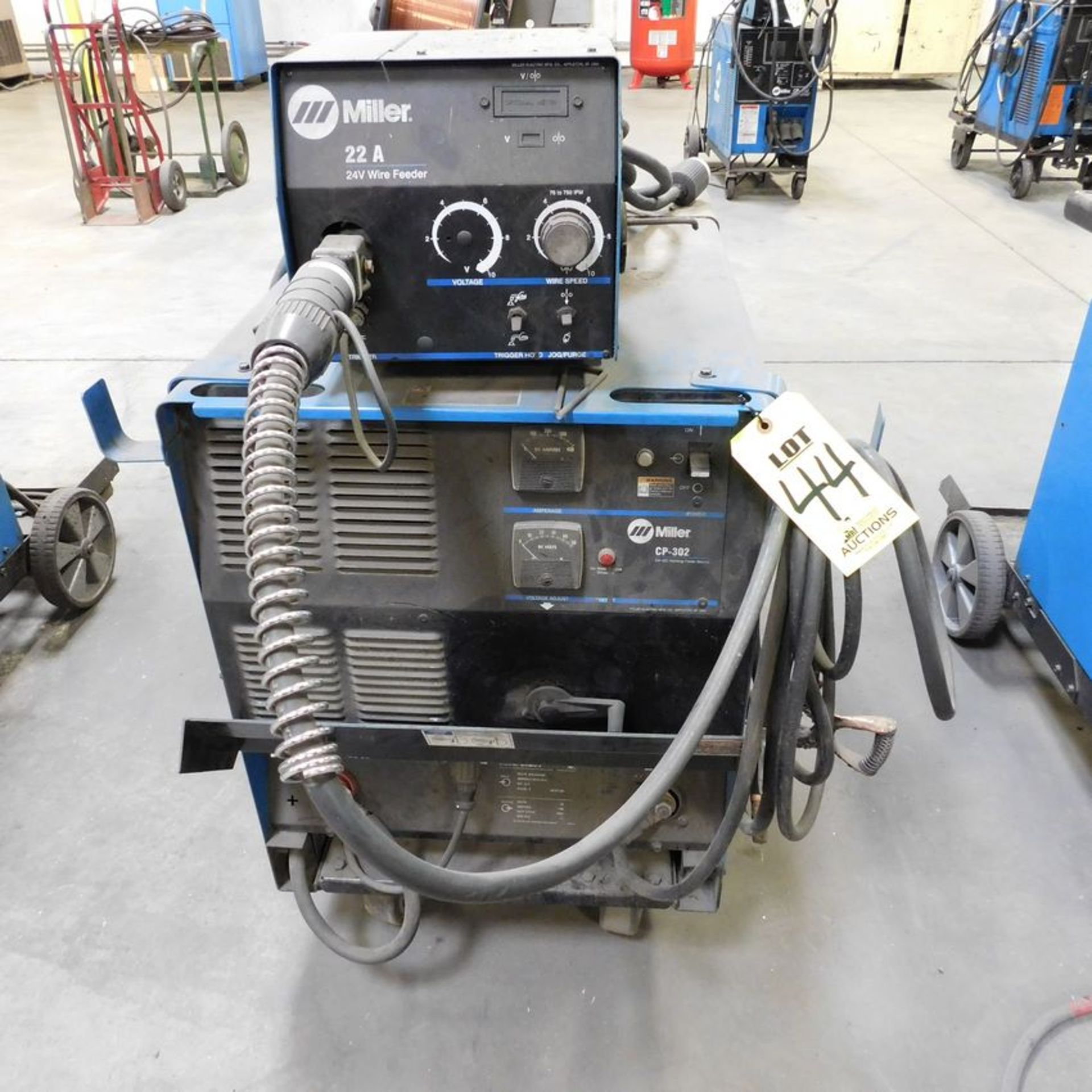 MILLER CP302 CV-DC WELDING POWER SOURCE W/MILLER 22-A WIRE FEEDER, S/N MD310968V (ADVANCED RIGGERS &