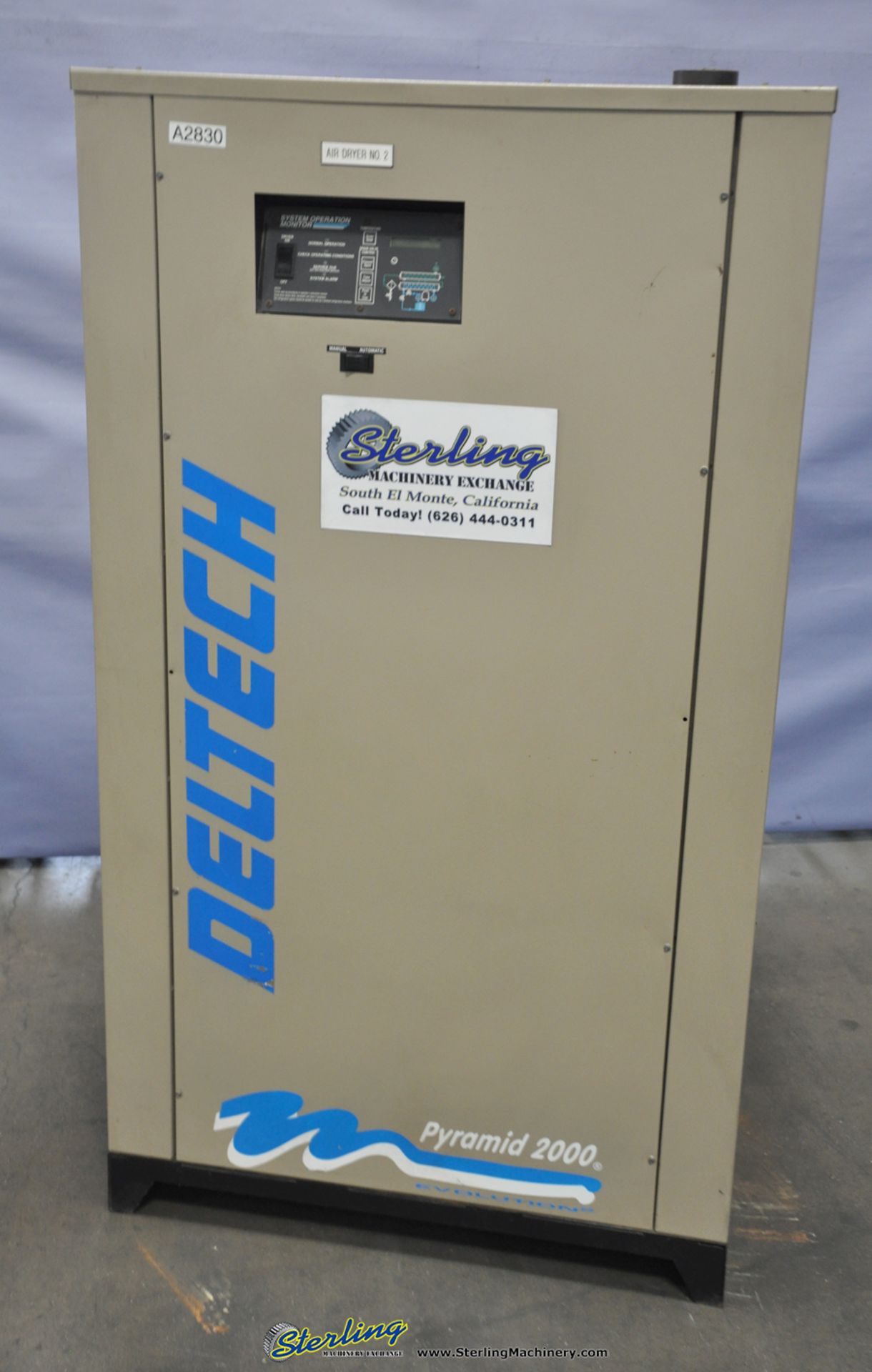 2,700 CFM Used Deltech Pyramid 2000 Refrigerated Air Dryer, Mdl. 10- 40, #A2830 (