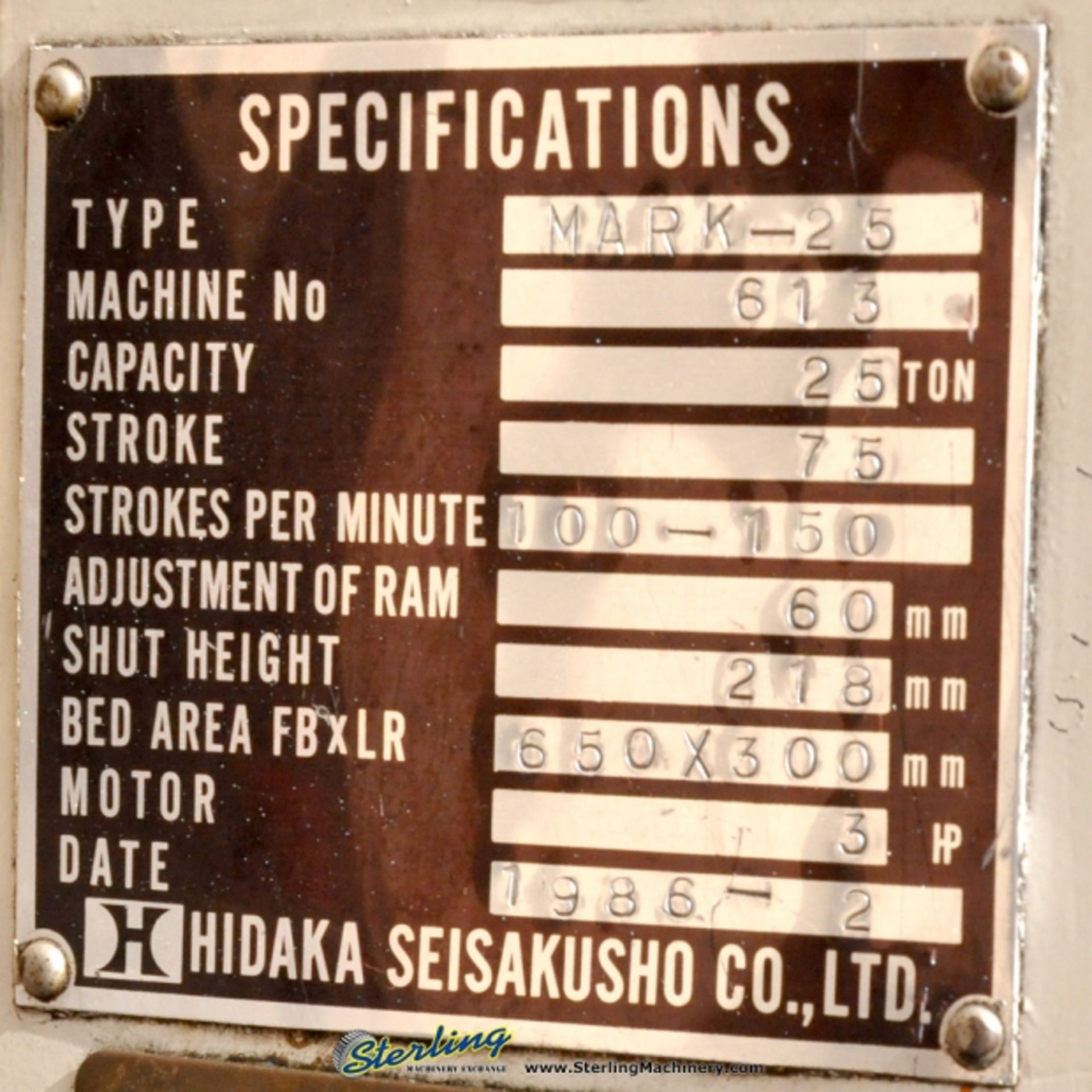25 Ton x 2.9" Used Hidaka OBS Punch Press, Mdl. Mark 25, - Image 7 of 12