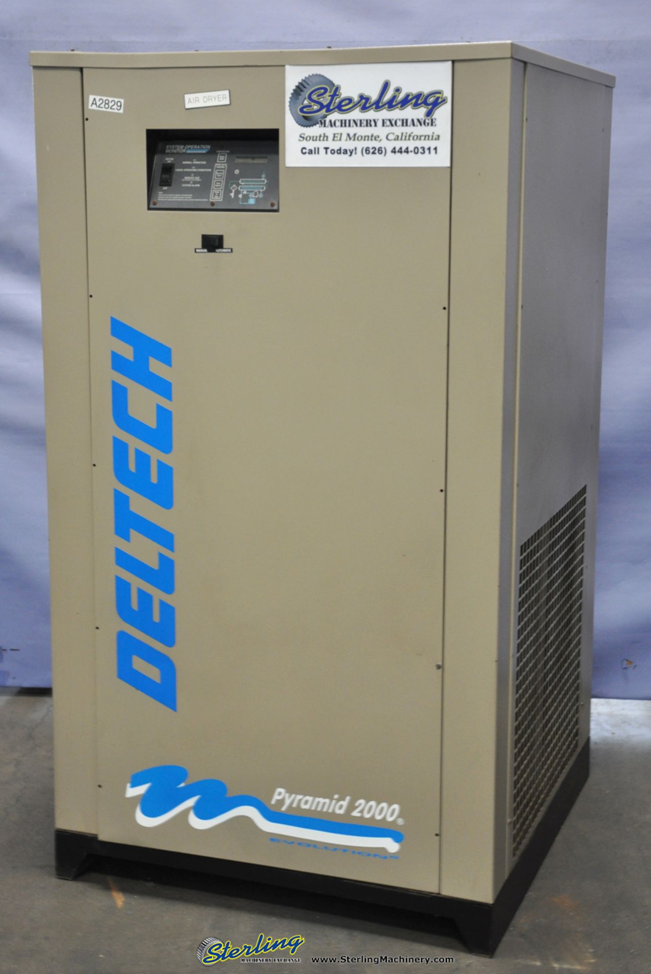 2,700 CFM Used Deltech Pyramid 2000 Refrigerated Air Dryer, Mdl. P550A, 3 H.P.