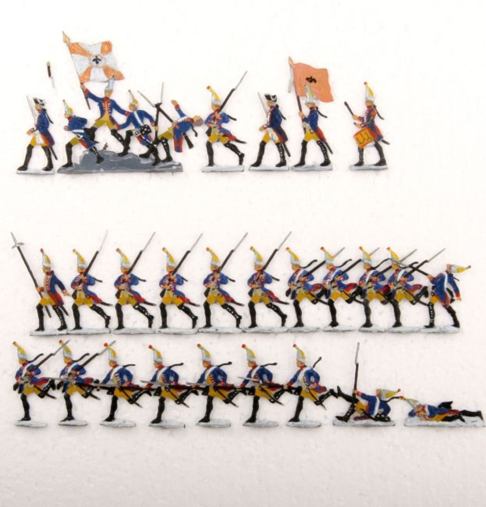 Preußen um 1760, Regiment Garde Nr. 15/III im Angriff, Heinrichsen, gute, unschattierte Bemalung,