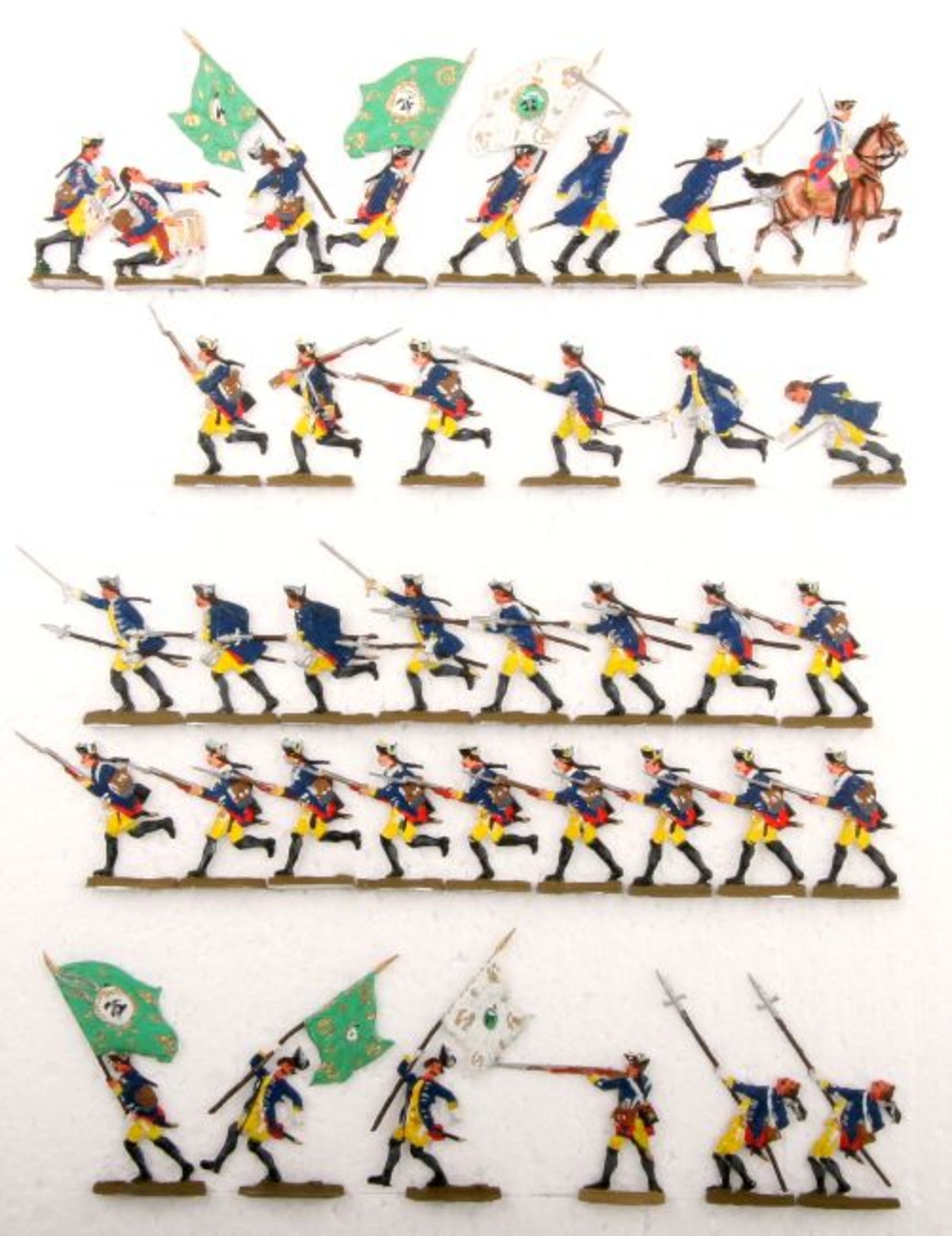 Preußen um 1760, Infanterie-Rgt. v. Knobloch Nr. 10, Angriffs-Peloton, meist Grünewald, gute,