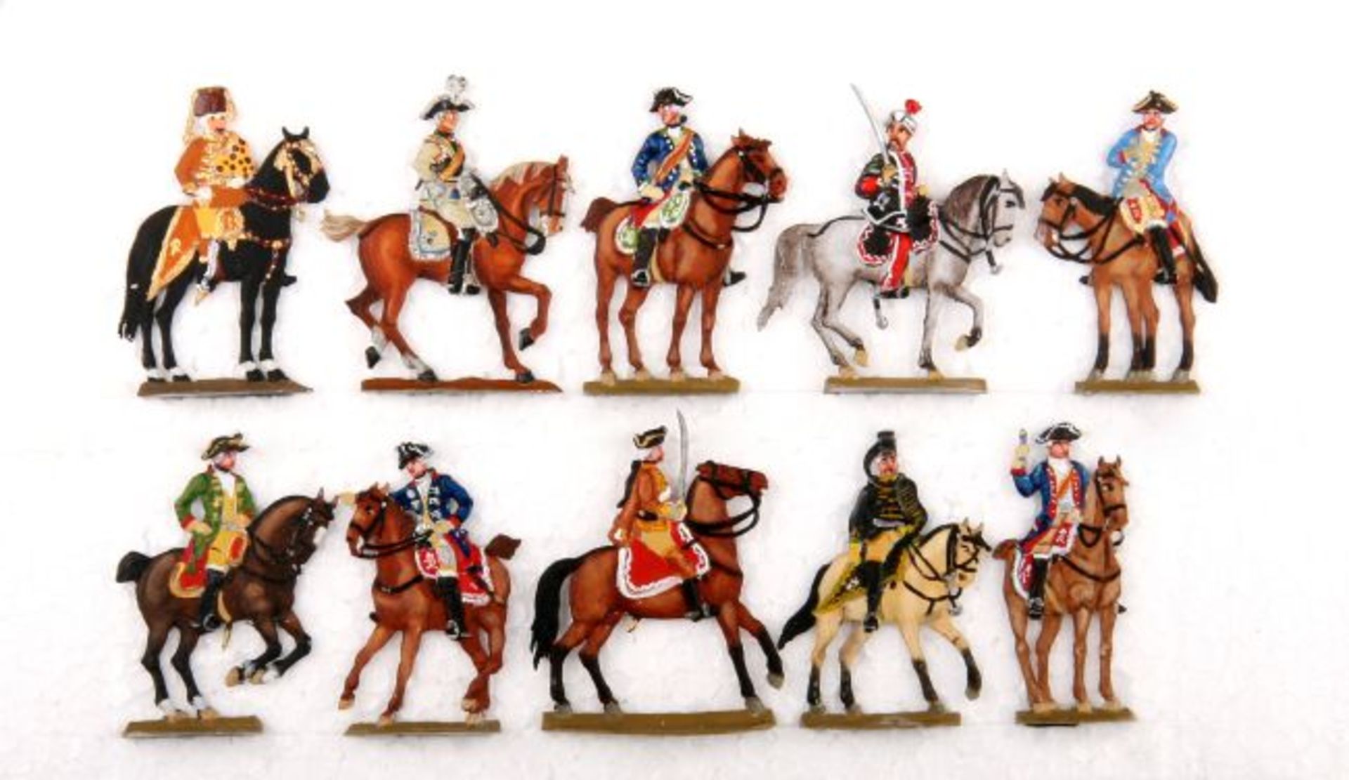 Preußen um 1760, Generalstab zu Pferd, Bunzel, gute und sehr gute, schattierte Bemalung, 10