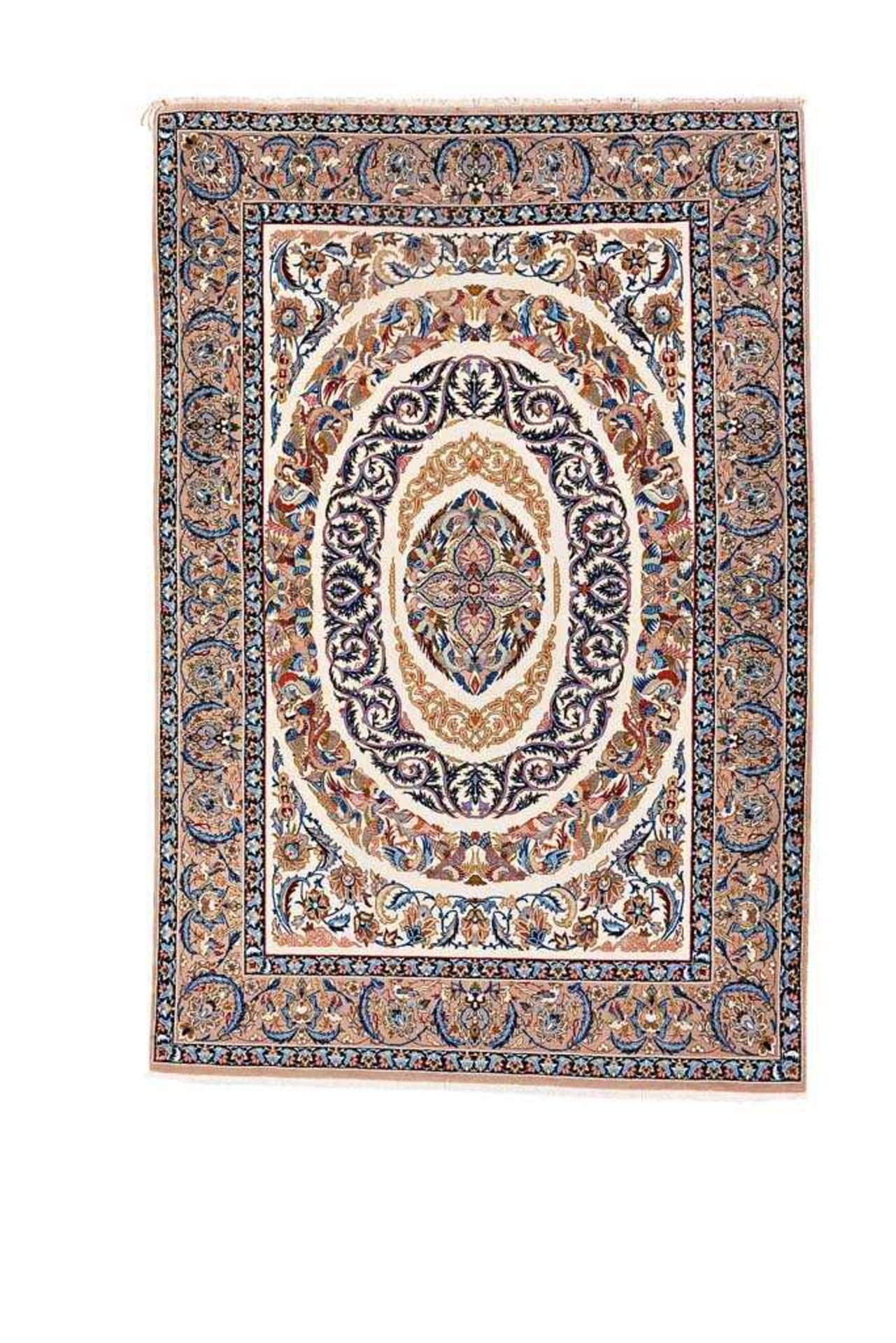 Isfahan. Korkwolle mit auf Seide. Persien, um 1970. 162 x 110 cm
