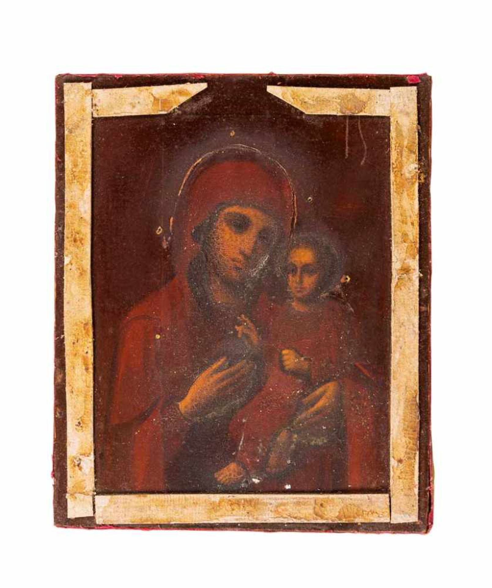 Gottesmutter von Iviron. Silberoklad: Beschauzeichen Moskau 1896. 26,5 x 22,5 cm