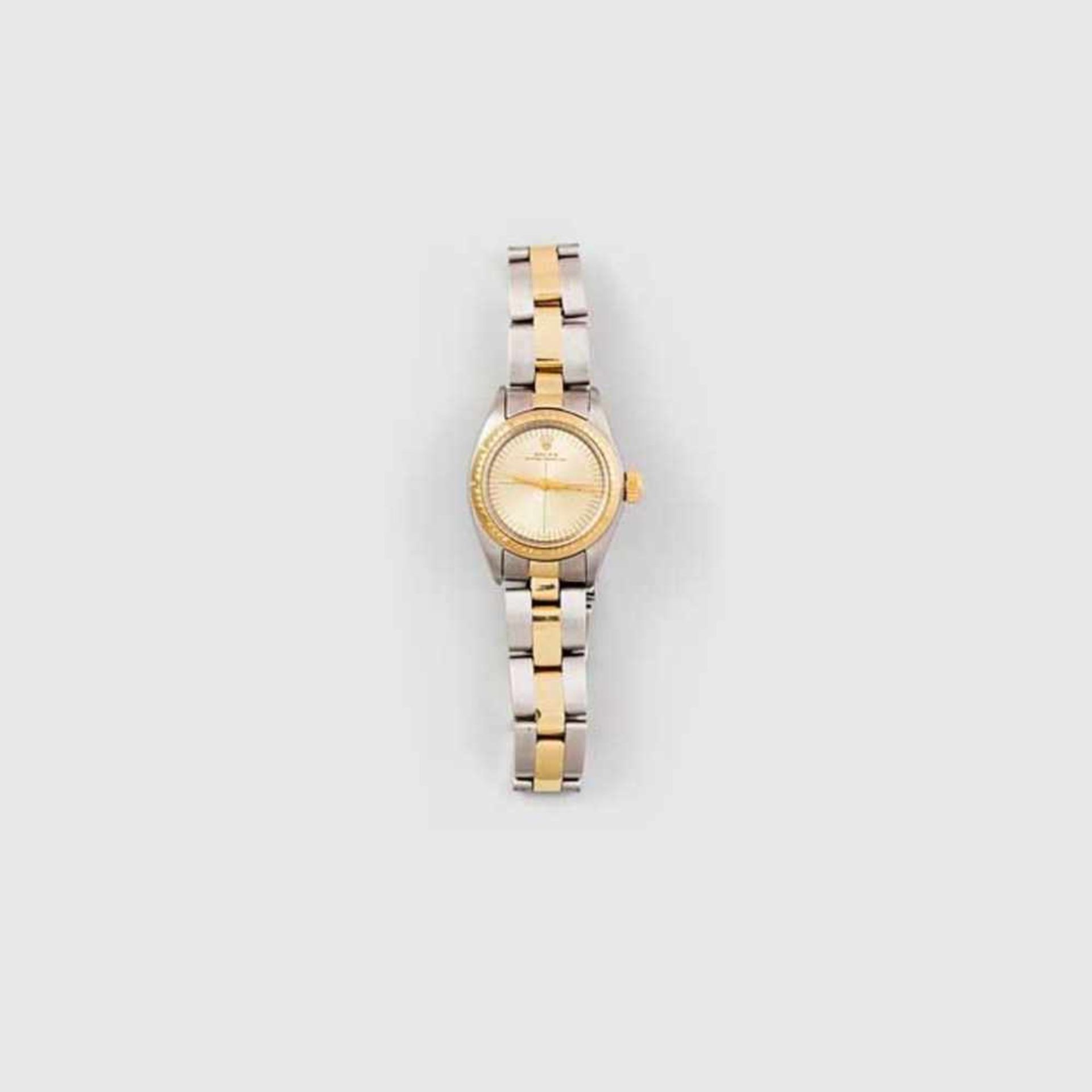 Rolex-Damenarmbanduhr Lady Oyster. Stahl/Gold. Goldzeiger, Zentralsekunde. Twinlock-Krone.