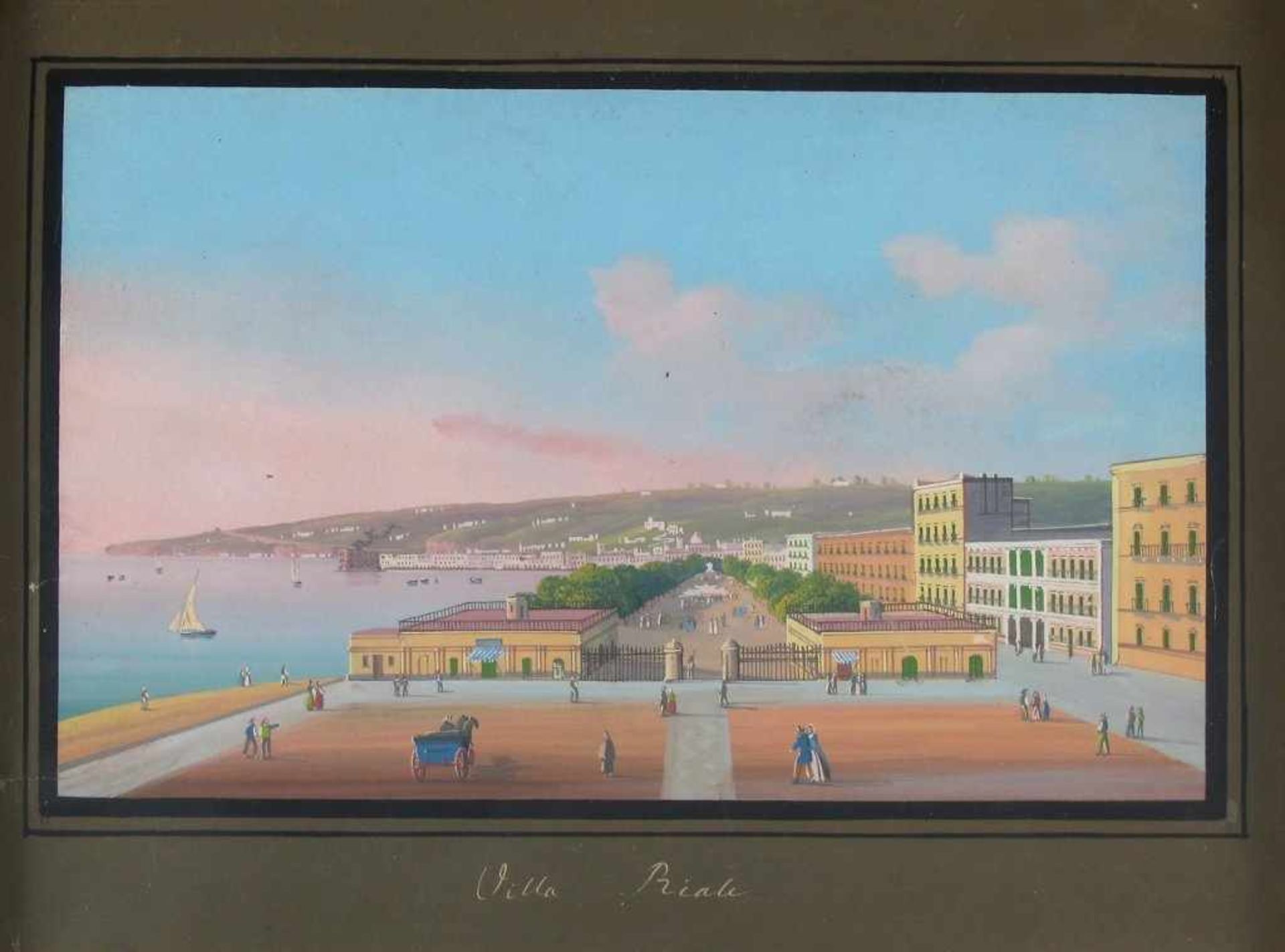 Neapel, Villa Reale di Chiaia. Gouache. Italien, 19. Jh. Bildgr. 16,5 x 25 cm. Gl.u.R