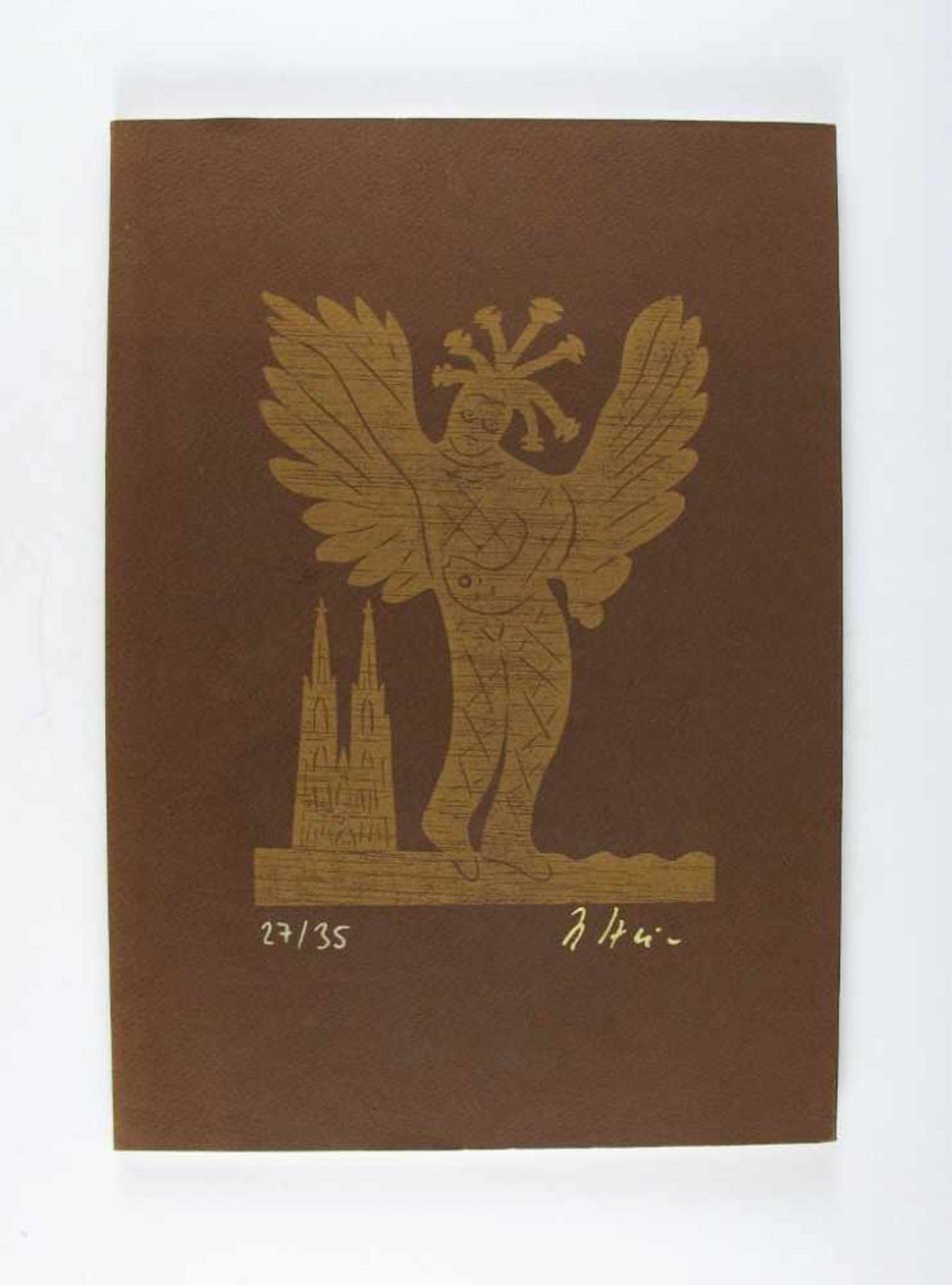Heinz Stein. Geb. 1934 in Gelsenkirchen. Zyklus "Engel" mit neun (Farb-)Holzschnitten (auf