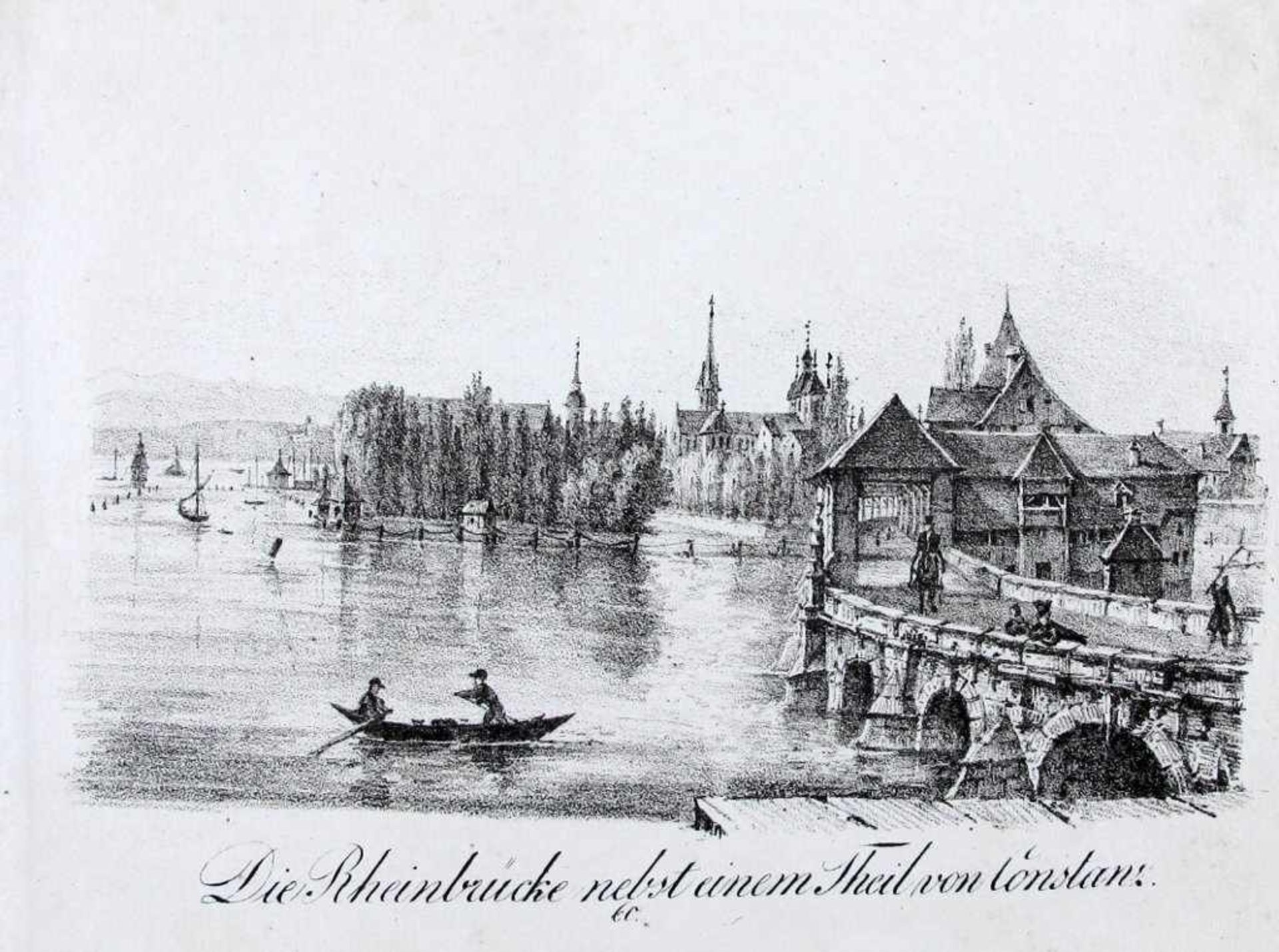 Konstanz und Birnau. Rheinbrücke - Dominikanerinsel - Kirche Birnau. 3 Bll. Lithographien von - Bild 3 aus 3