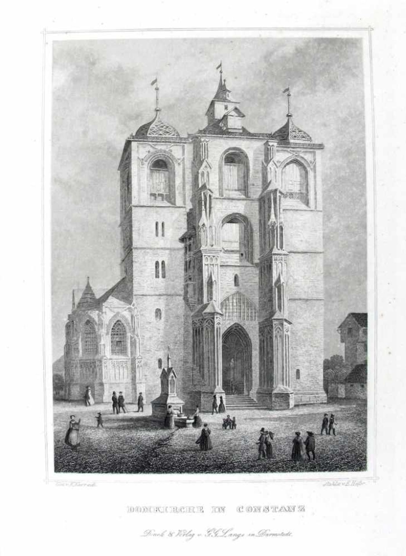 Konstanz. 2 Bll. Stahlstiche: Teilansicht sowie Domkirche. 19. Jh. Bildgr. 10,5 x 15,5 cm und 15 x - Bild 2 aus 2