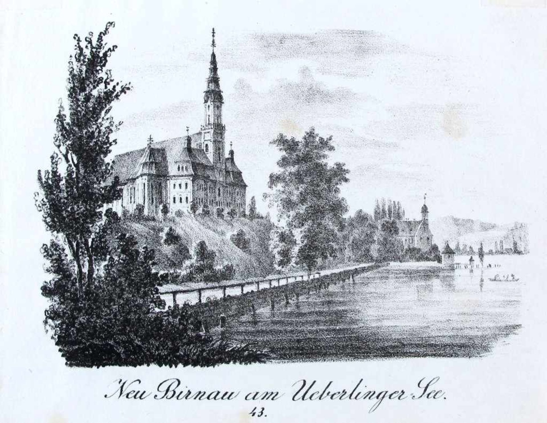 Konstanz und Birnau. Rheinbrücke - Dominikanerinsel - Kirche Birnau. 3 Bll. Lithographien von - Bild 2 aus 3