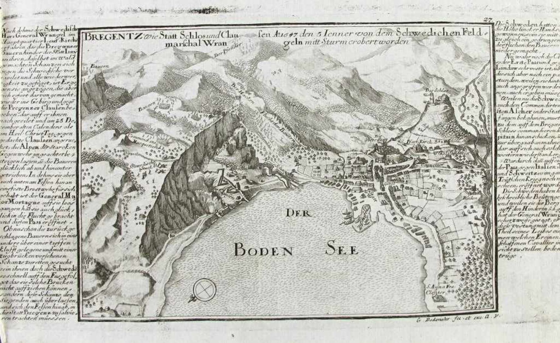 Bregenz. "Bregentz wie Statt Schlos und Clausen A. 1647 den 5. Ienner von dem Schwedichen