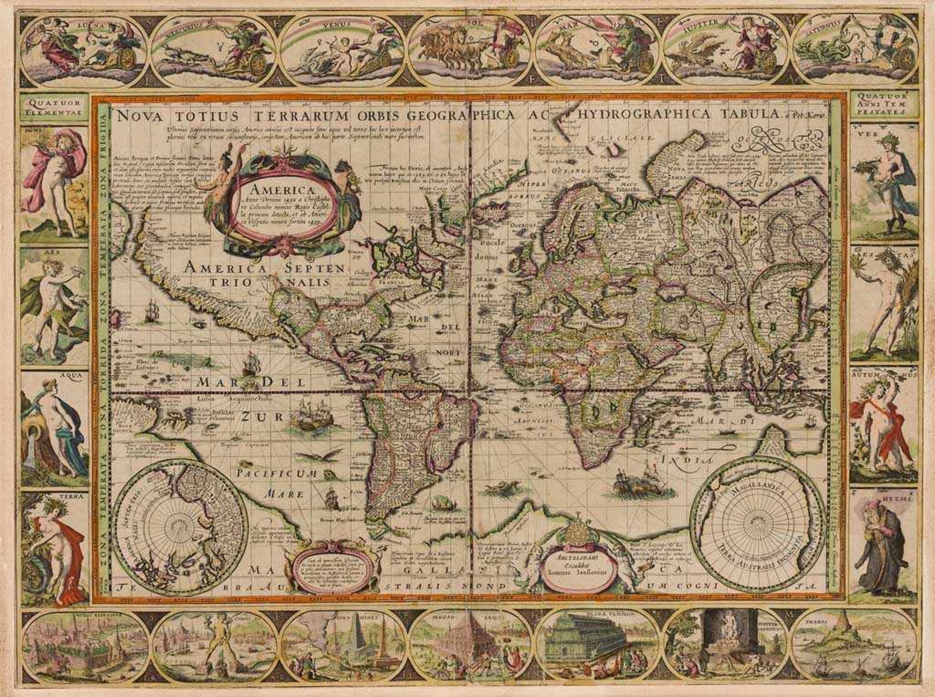 Weltkarte "Nova Totius Terrarum Orbis Geographica Ac Hydrographica Tabula a. Pet. Kaerio" (Pieter