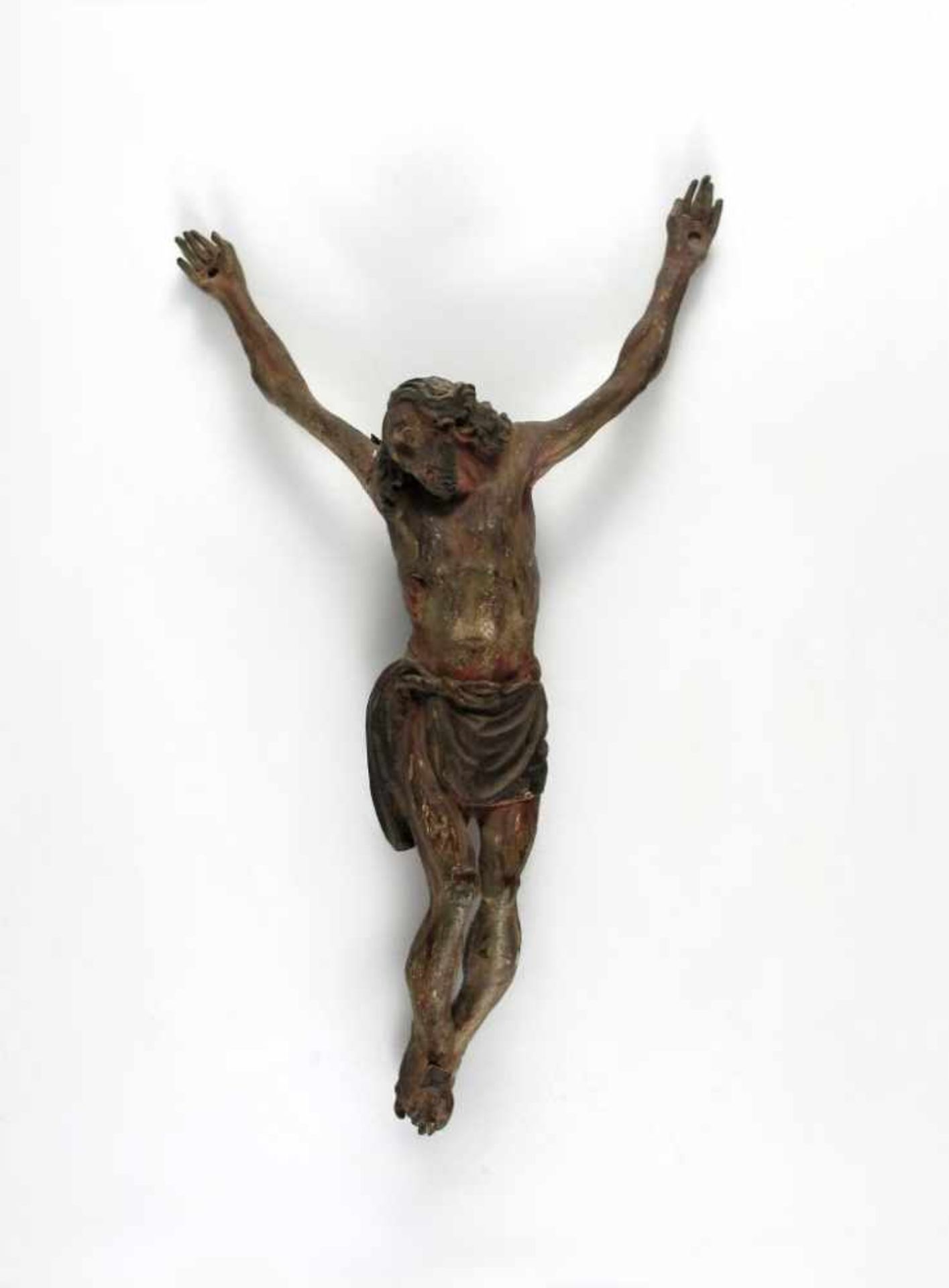 Kruzifixus. Dreinageltypus. Holz gefasst. Frühes 19. Jh. H 24,5 cm