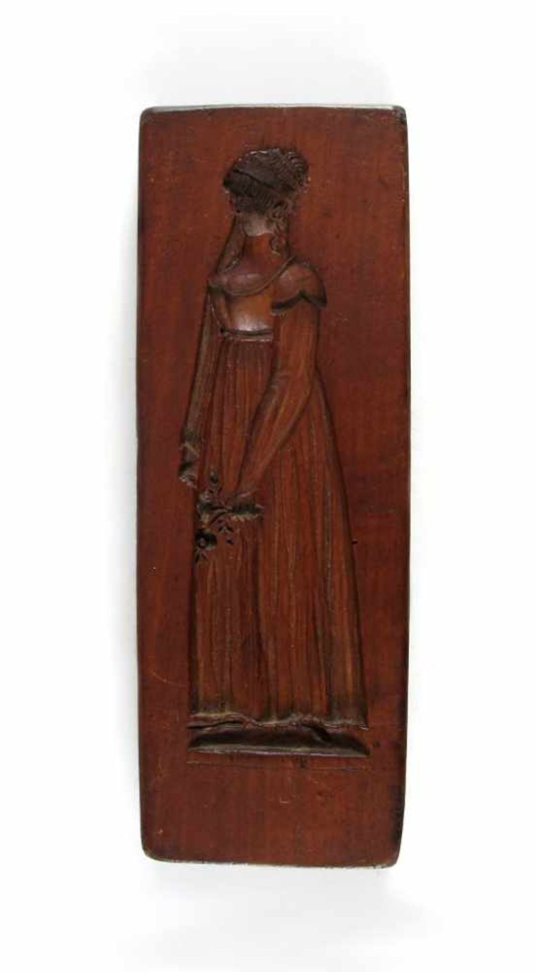 Holzmodel. Höfische Dame im Empire-Kleid. 19. Jh. H 18,5 cm