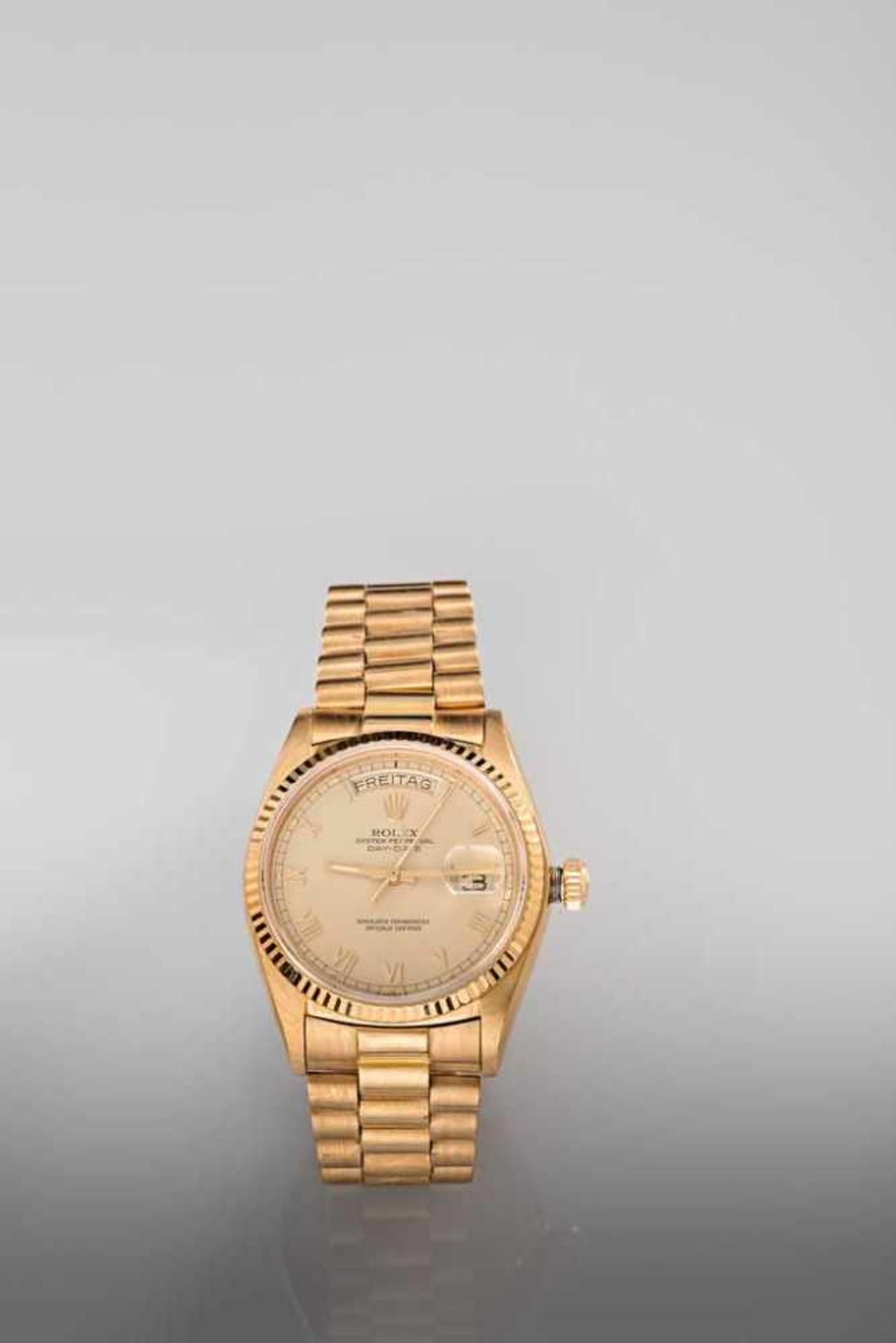 Feine goldene Rolex Oyster Perpetual Day-Date Herrenarmbanduhr "Superlative Chronometer officially