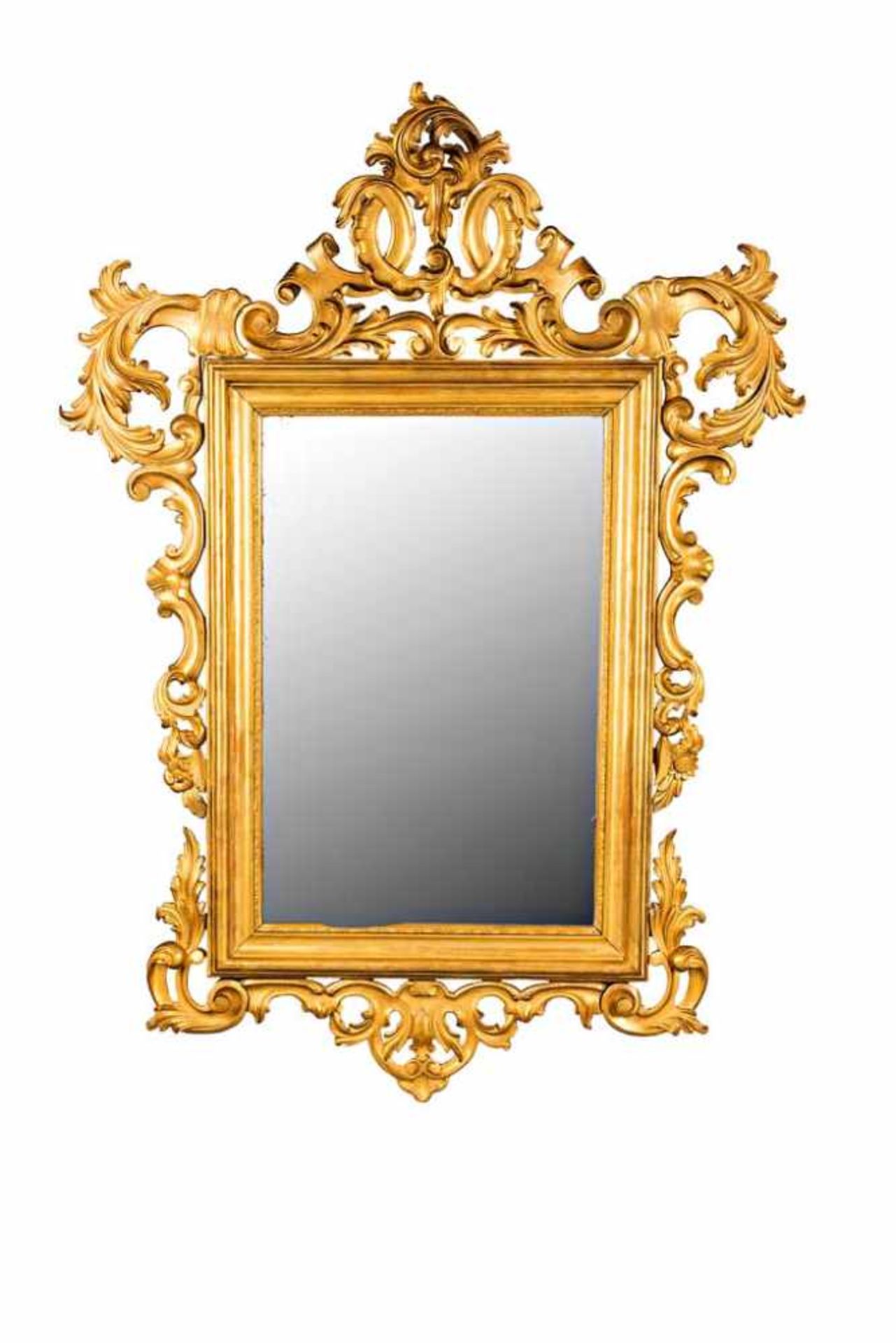 Spiegel im Barockstil. Akanthusranken. Vergoldet. Venetien, 19. Jh. 200 x 140 cm