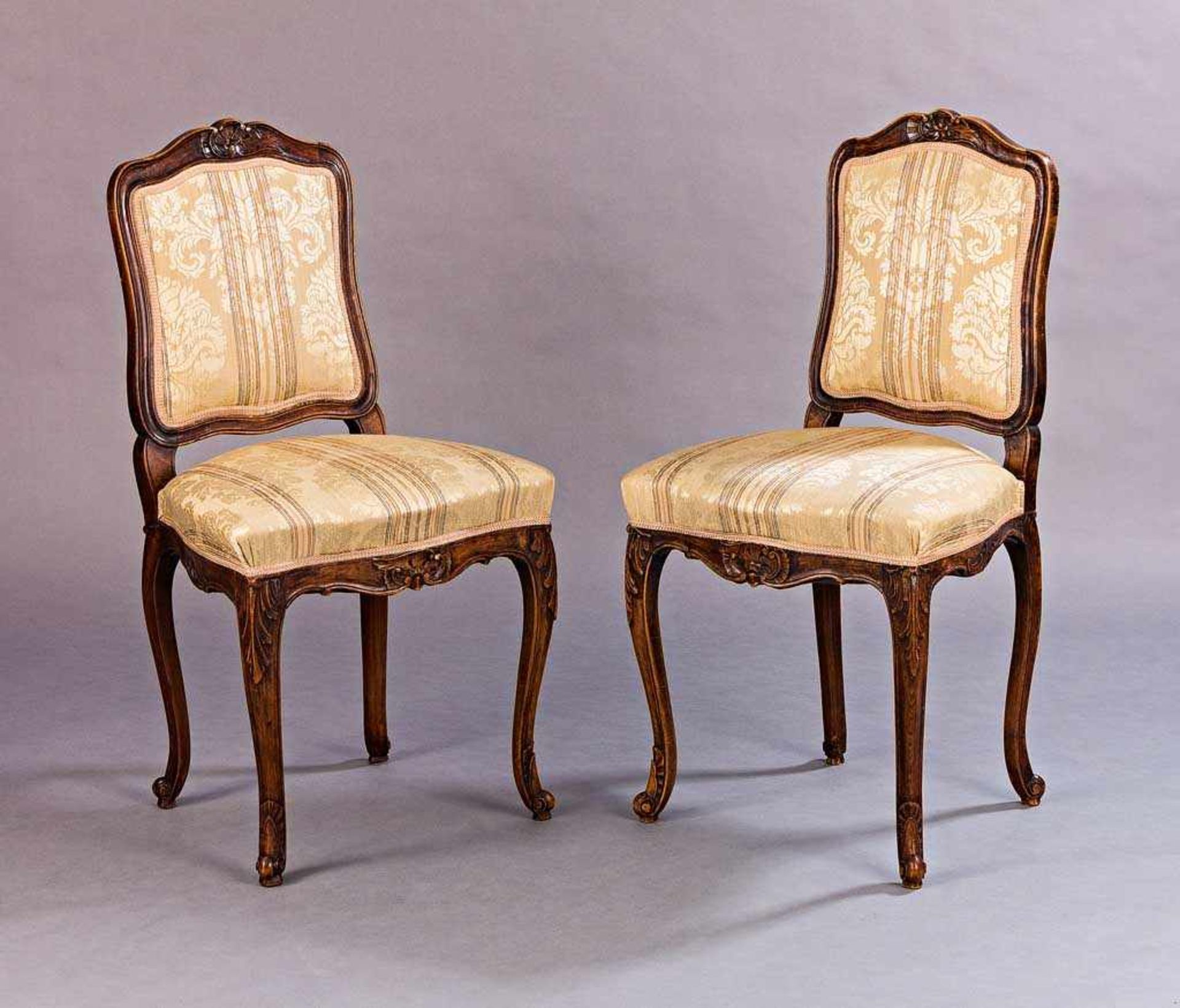 Paar Stühle im Barockstil. Polstersitz. Buche. 19./20. Jh. H 96 (50) cm
