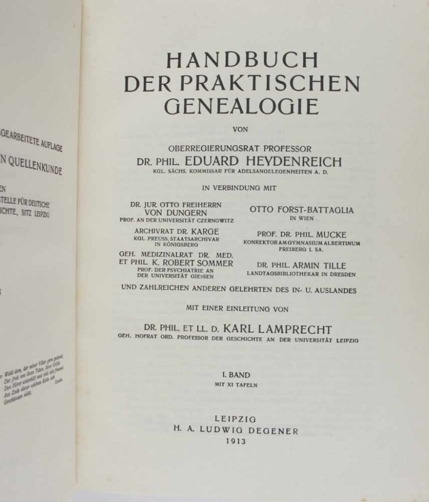 Genealogie: Heydenreich, Dr. Eduard (Kgl. Sächs. Kommissar für Adelsangelegenheiten). Handbuch der