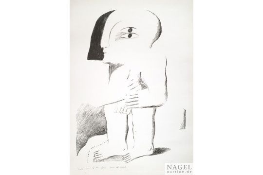 Antes, Horst Heppenheim, geboren 1936 70 x 48 cm,o.R. "Große Figur mit Vogel", 1965. Lithografie auf