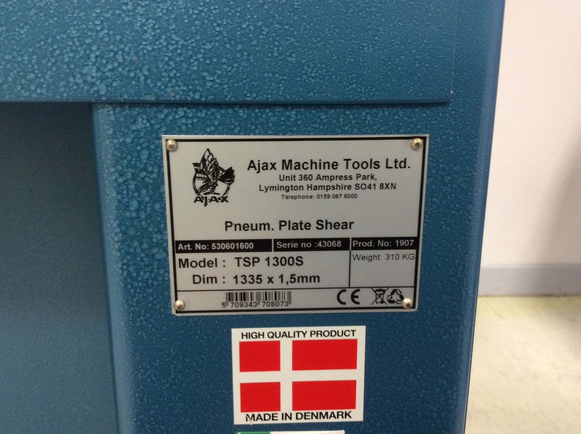 TSP 1300S. Pneumatic Plate Shear - Image 2 of 3