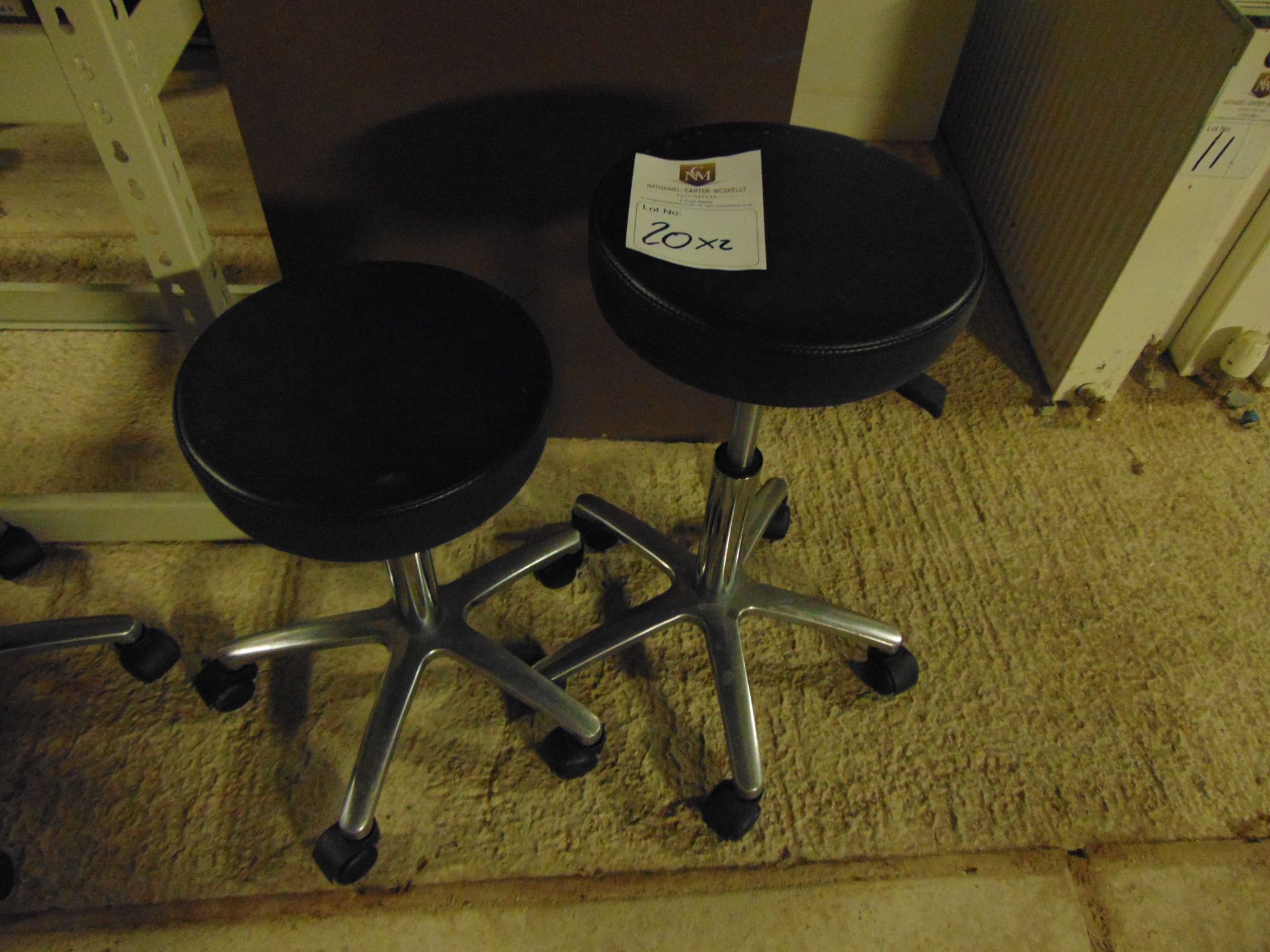 Small Round Height Adjustable Stools x 2