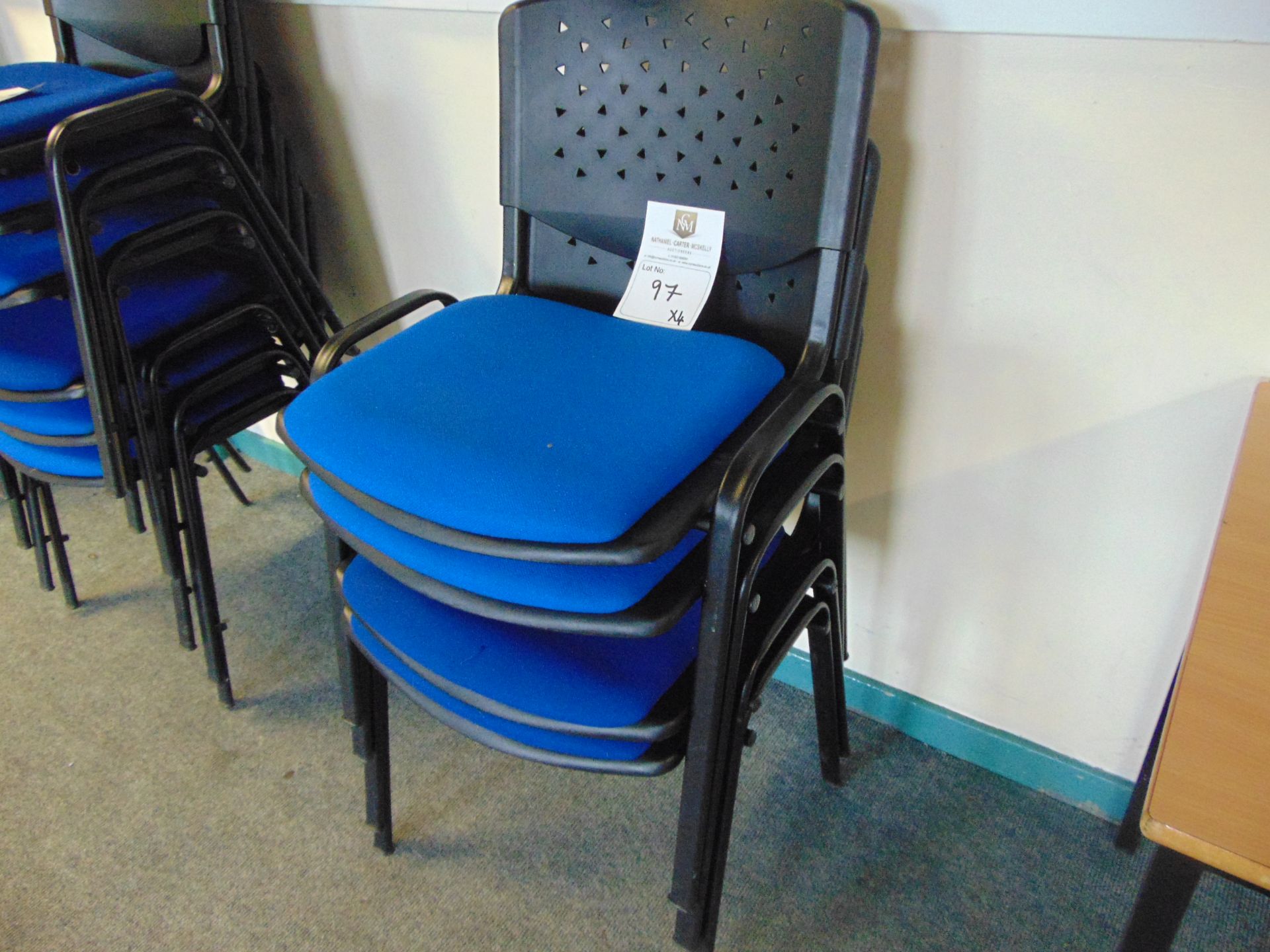 x 6 Metal and Blue Chairs