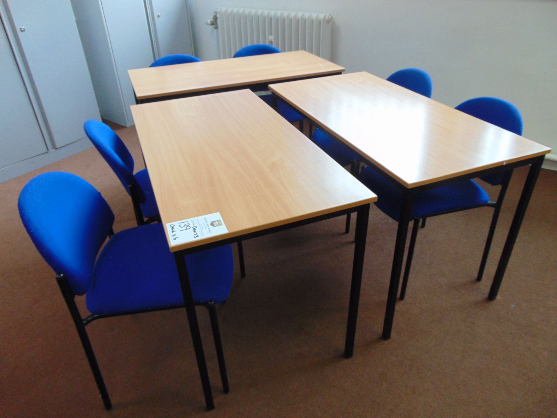 x 3 Office Desks With x 6 Blue Chairs