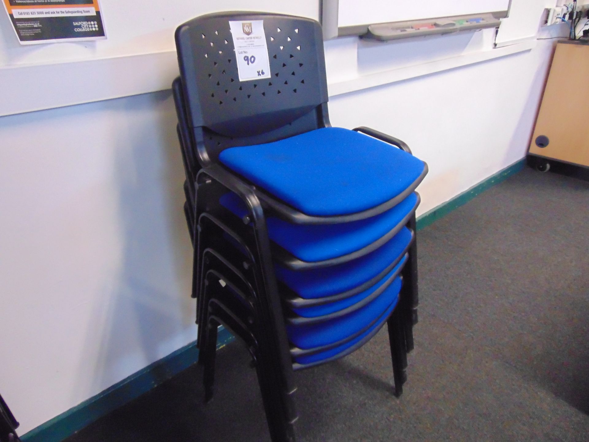 x 6 Metal and Blue Chairs