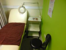 Massage / Therapy Bed With Product Trolley Magnifying Lamp and Stool