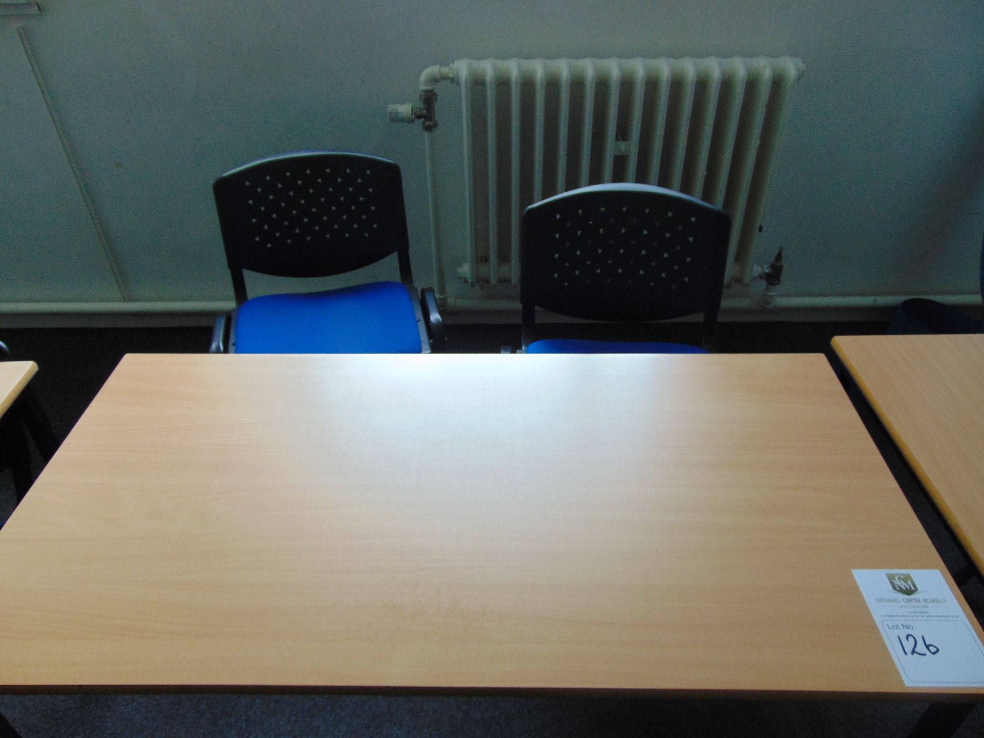 Office Table & x 2 Blue Chairs