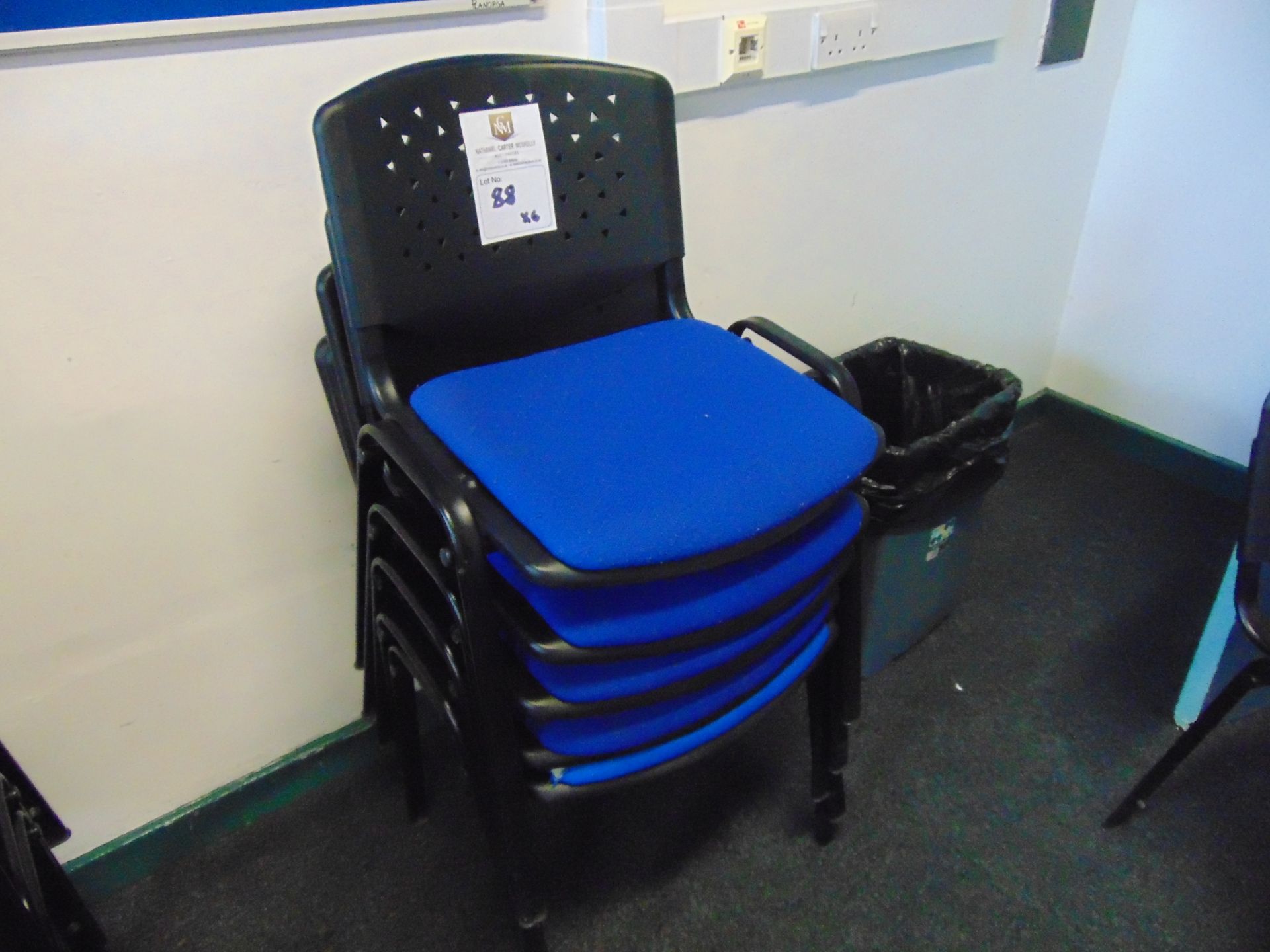 x 6 Metal and Blue Chairs