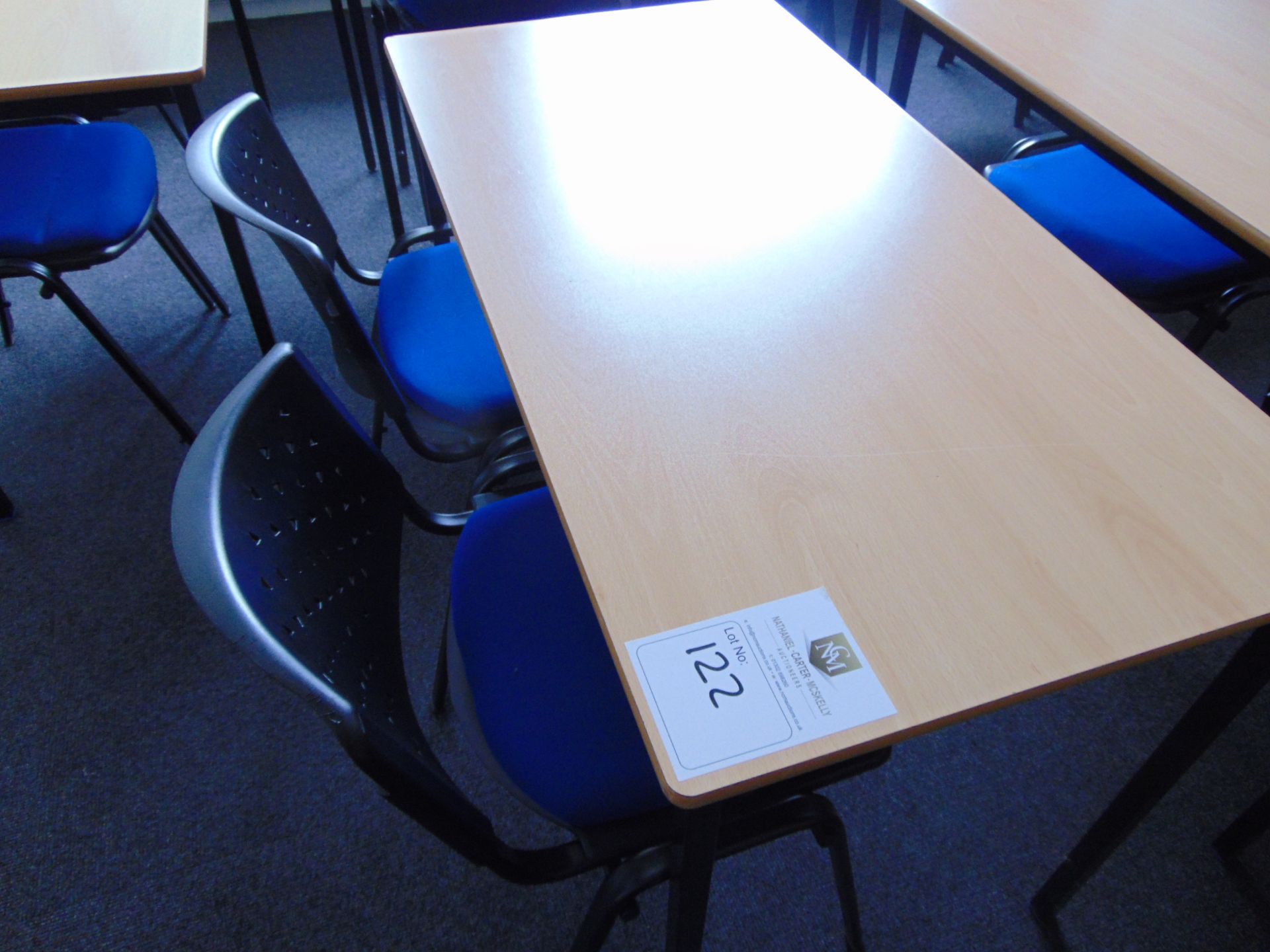 Office Table & x 2 Blue Chairs