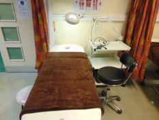 Massage / Therapy Bed With Product Trolley Magnifying Lamp and Stool