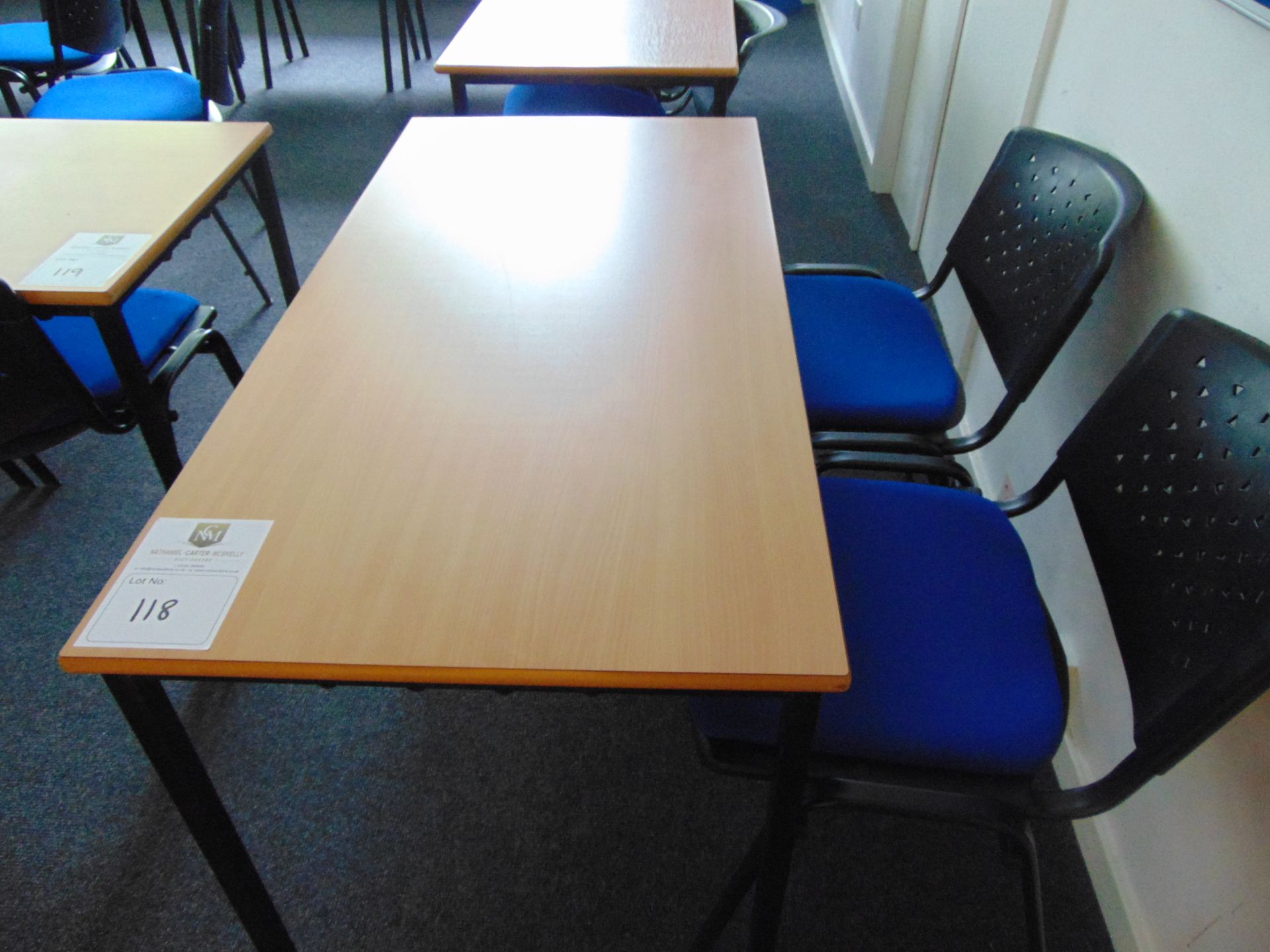 Office Table & x 2 Blue Chairs