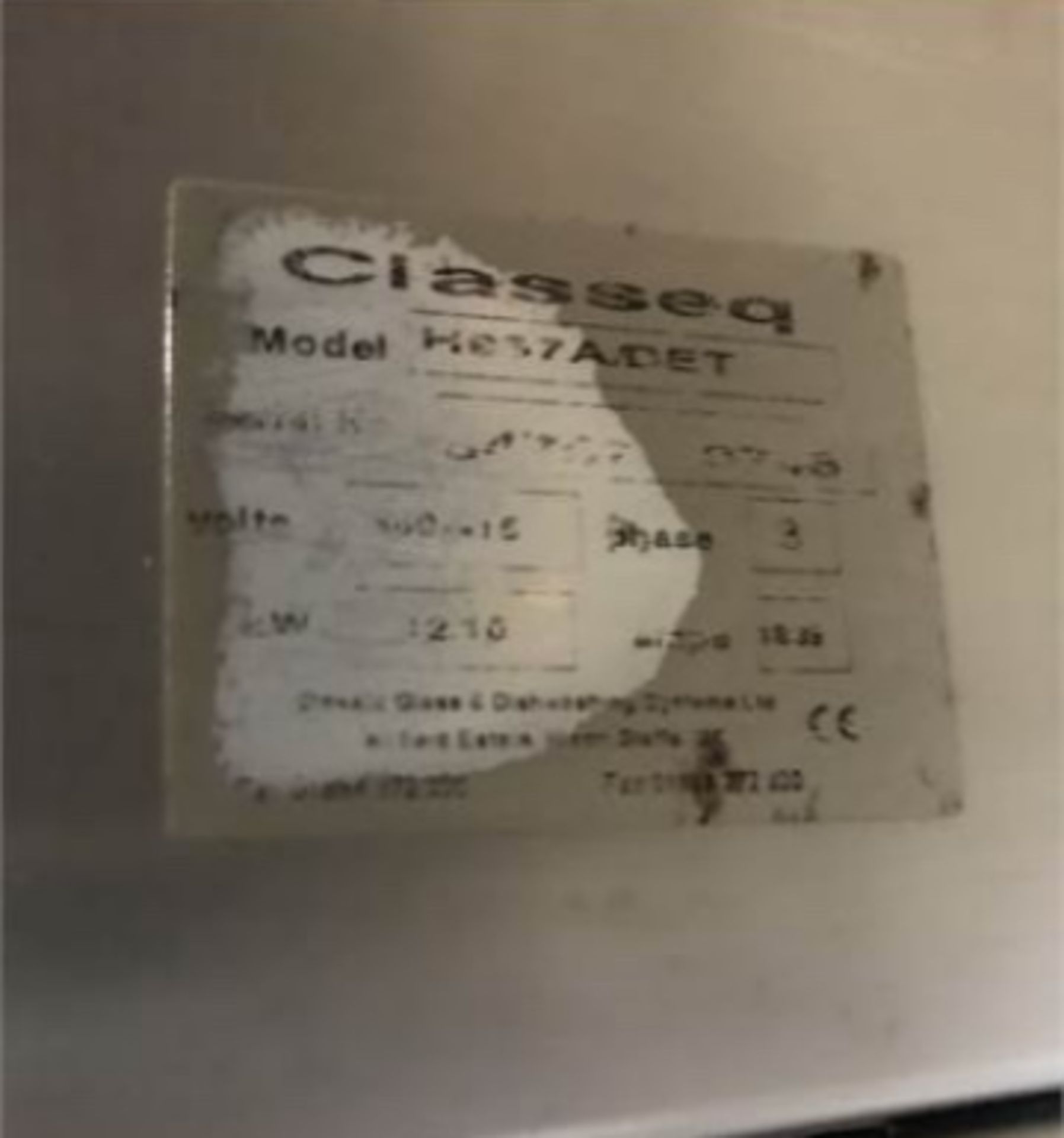 Classeq Hydro 957 Pass-Through Glass/Dish Washer H837A/DET - Image 2 of 2