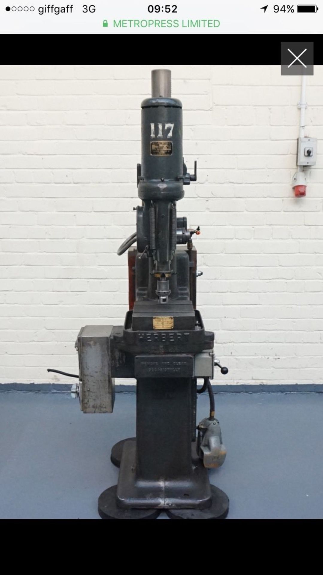 Herbert No2 Flashtap Pedestal Drill Tapping Machine - Image 3 of 3