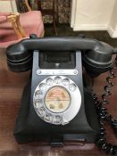 Vintage Black Telephone With Rotary Dial.
