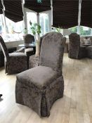 70 Dining Chairs Upholstered In Brown And Cream Decorative Brocade To The Floor