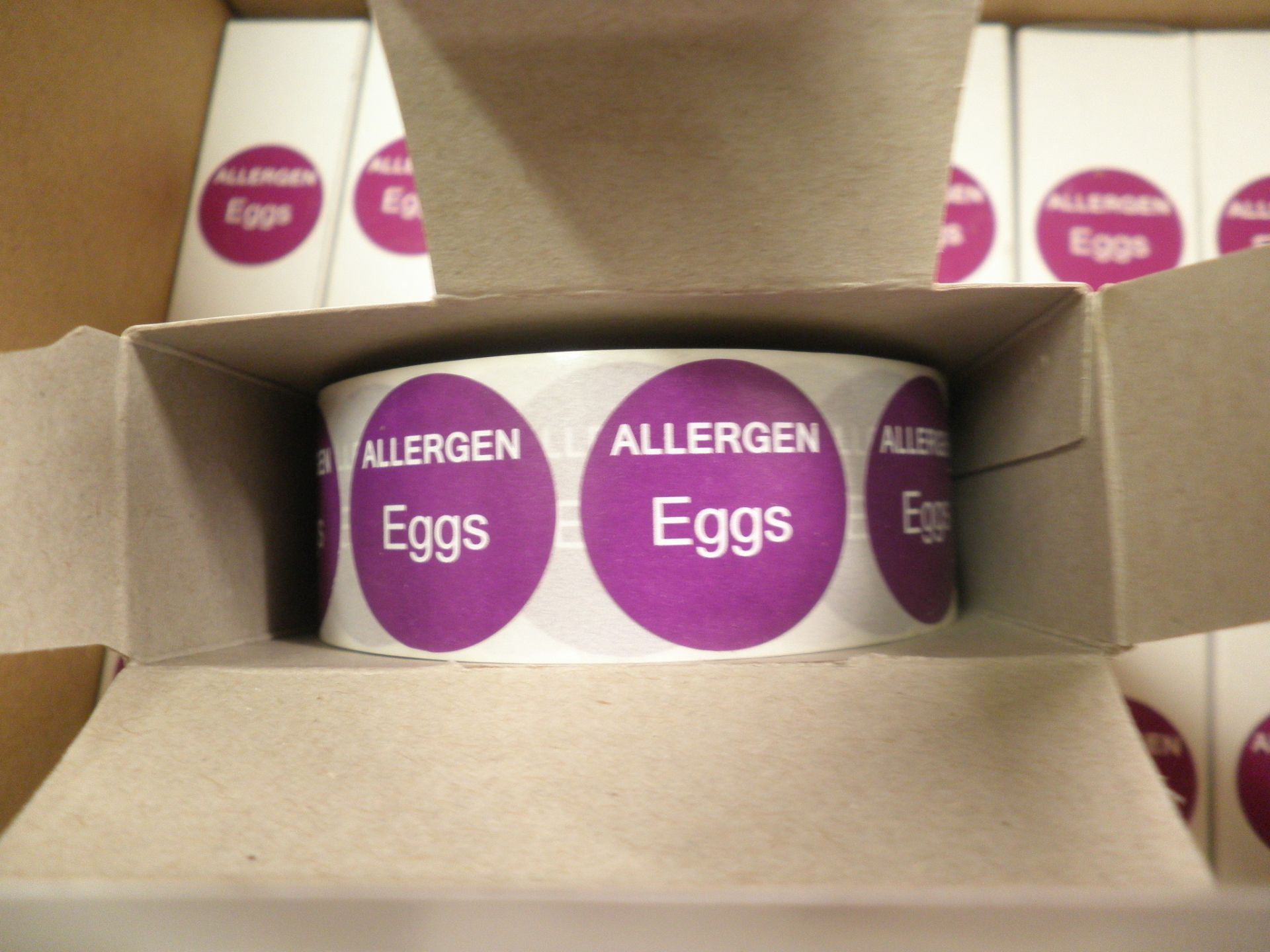 x 27 Boxes of Allergen Labels 1000 Labels in 1 Box