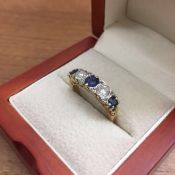 18ct Royal Blue Sapphire & Diamond Antique Carved Head Ring 0.70ct Size N