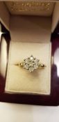 18ct Yellow Gold Diamond Cluster Ring 0.75pt I3 Stones