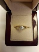 18ct Yellow Gold Diamond Solitaire Ring With Diamond Shoulders 0.50pts