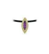 18ct Yellow Gold set with a large Marquise Amethyst & Diamond pendant.