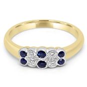 18ct Yellow Gold Ring With 6 Royal Blue Sapphires & 4 Diamonds